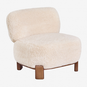 Eldred Polstersessel Aus Holz Cremebeige Synthetikhaar - Sklum