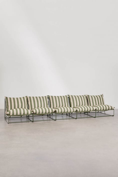 5-teiliges Amaro Gartenmodulsofa - Tapiokabeige - Tiefes Olivgrün