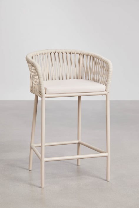 Hoher Hocker mit Armlehnen aus geflochtener Schnur Arhiza - Beige Tapioca