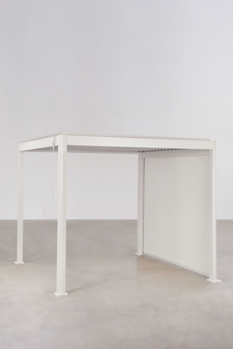 Bioklimatische Aluminiumpergola mit Lamellen und seitlichem Druvia-Markise