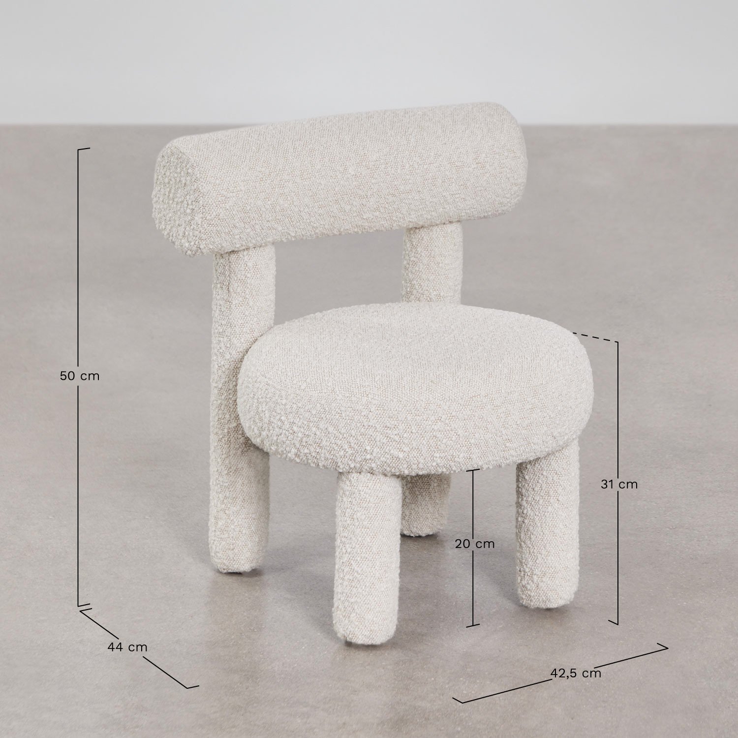 Stuhl aus Bouclé-Stoff Gia Kids, MA&szlig;E