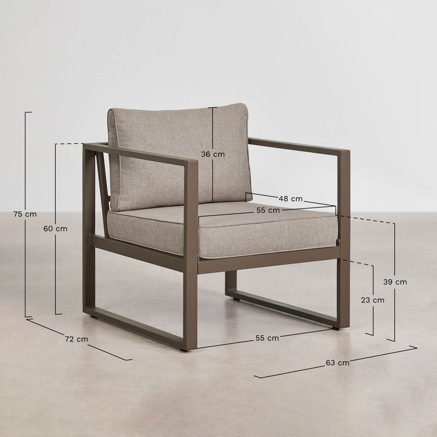 Garten-Set mit 2-Sitzer-Sofa, 2 Sesseln und Aluminium-Couchtisch Lipov, MA&szlig;E