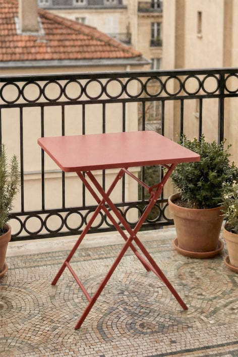 Klappbarer quadratischer Gartentisch 60x60 cm aus Stahl Tamarit