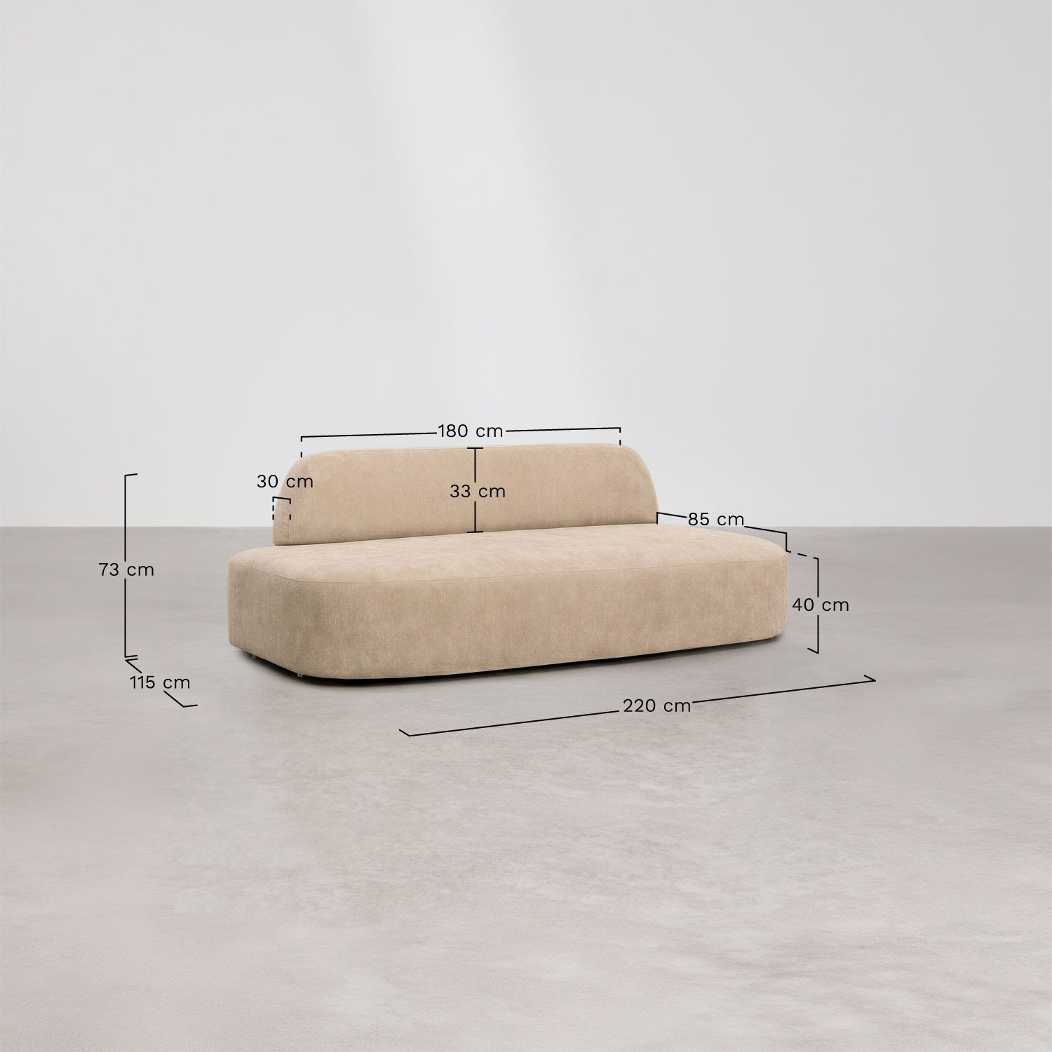 3-Sitzer modulare Sofa Giorgia bezogen, MA&szlig;E