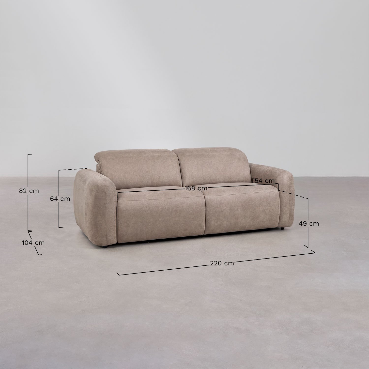 Elektrisches 2-Sitzer-Sofa mit verstellbarer Rückenlehne, gepolstert Peggy, MA&szlig;E