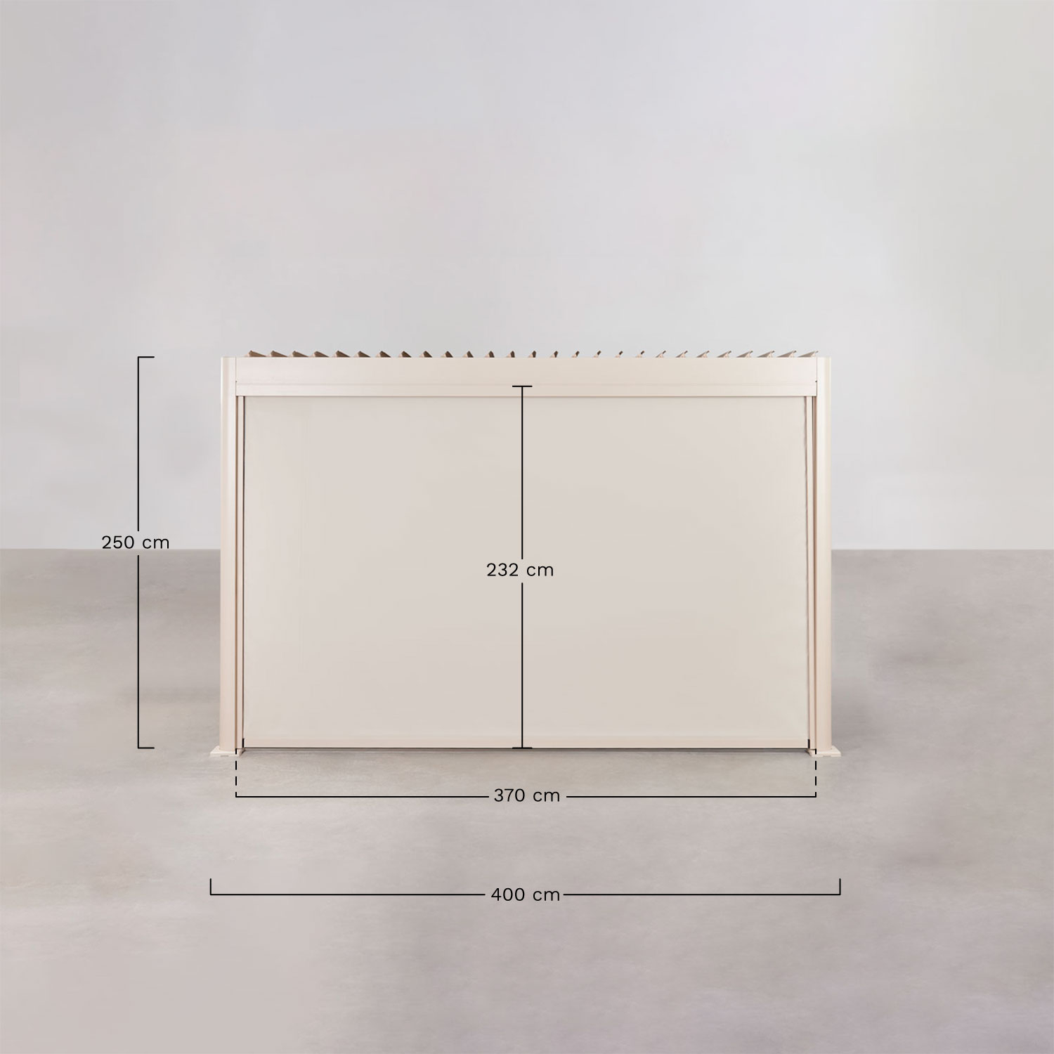 Seitenmarkise für bioklimatische Pergola mit Aluminiumlamellen Druvia, MA&szlig;E