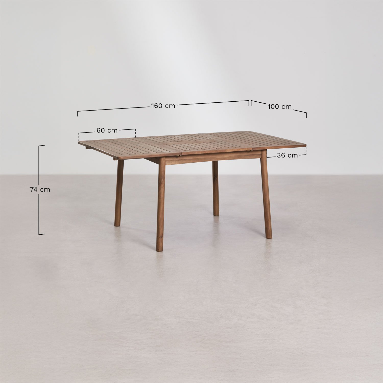 Gartentisch 100-160x100 cm aus ausziehbarem Akazienholz Karvia, MA&szlig;E