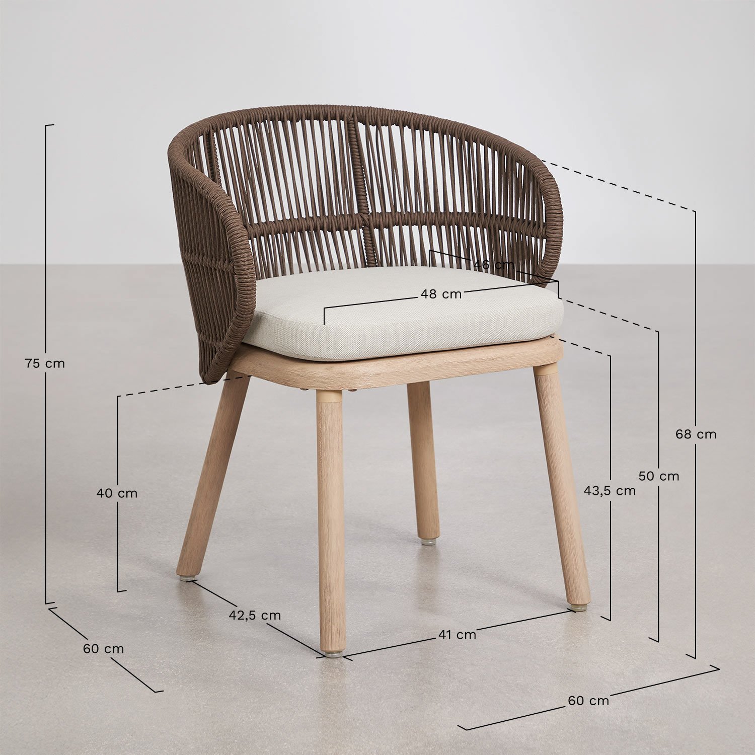 Set aus rechteckigem ausziehbarem Tisch 250-310x105 cm Duala und 12 Gartenstühlen aus Akazienholz und geflochtener Capri-Schnur, MA&szlig;E