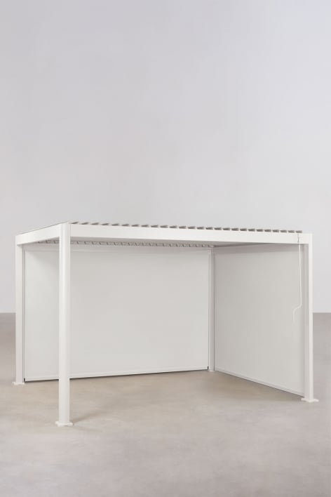 Bioklimatische Aluminiumpergola mit Lamellen und seitlichen Markisen Druvia