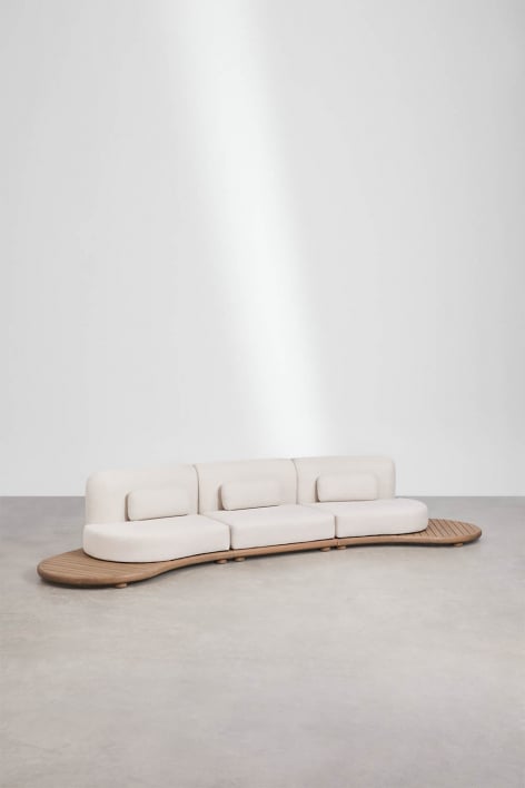 Modulares, gebogenes 3-teiliges Gartensofa aus Akazienholz Gerard