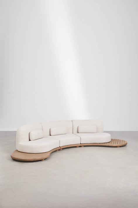 Modulares U-Garten-Sofa aus 3 Teilen aus Akazienholz Gerard