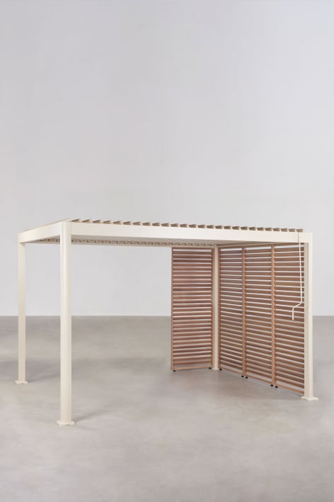 Bioklimatische Aluminium-Pergola mit Lamellen und Druvia-Paneelen