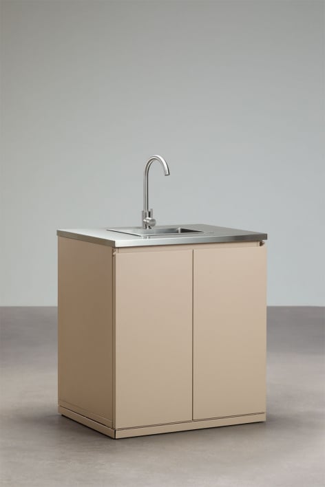 Modul mit Spüle zur Aufbewahrung für modulare Außenküche aus Rivana-Stahl