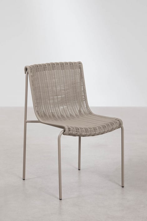 Pack mit 4 Gartenstühlen aus synthetischem Rattan und Stahl Revia - Moka Braun