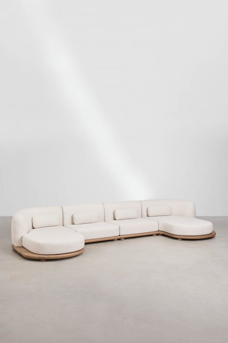 Modulares Garten-Chaiselongue-Sofa aus 4 Teilen aus Akazienholz Gerard