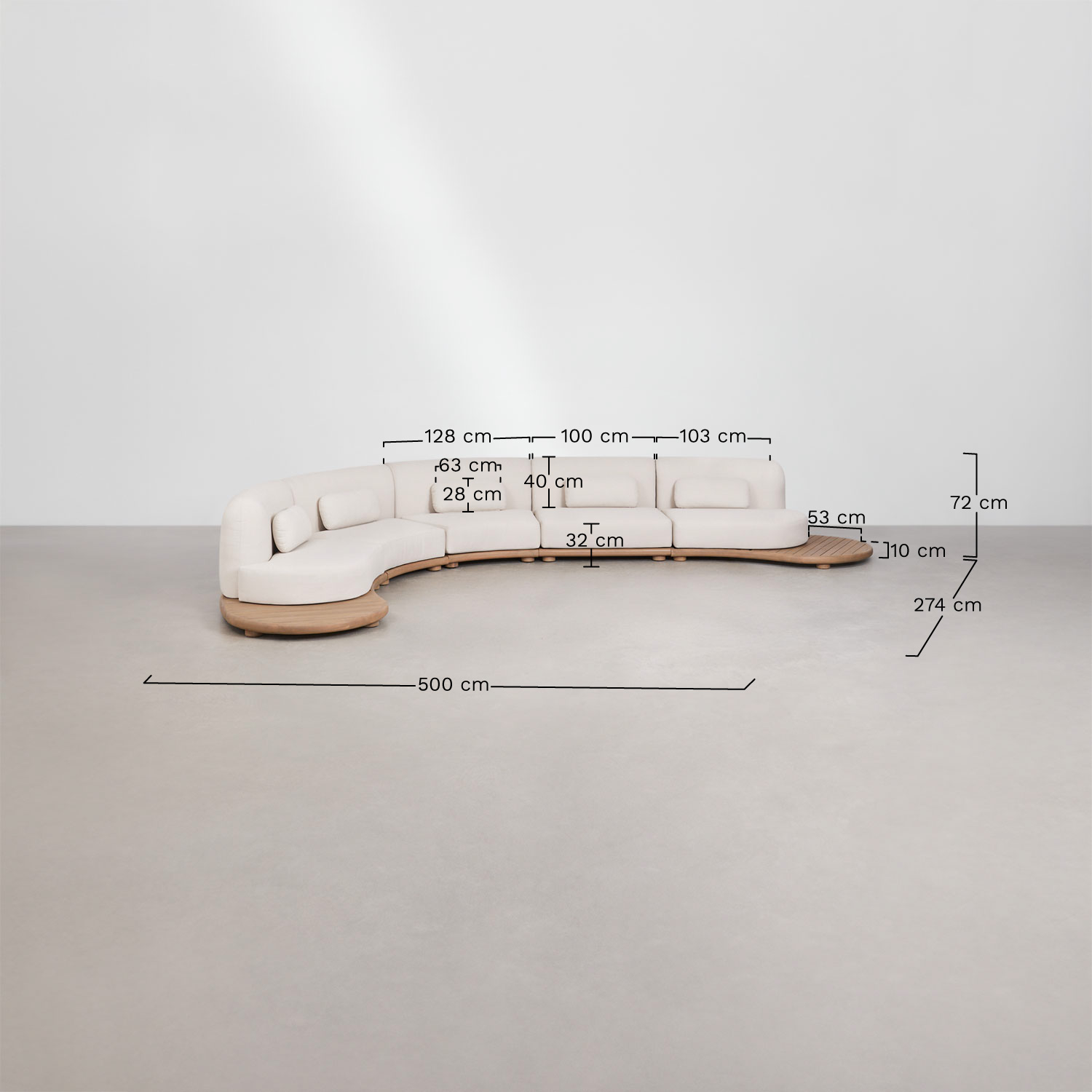 Garten-Set mit 5-teiliger modularer Sofa und 2 Couchtischen aus Akazienholz Gerard, MA&szlig;E