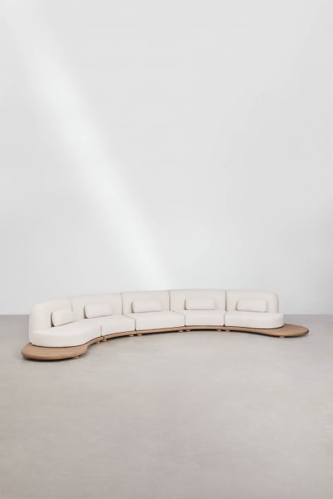 Modulares, gebogenes 5-teiliges Gartensofa aus Akazienholz Gerard