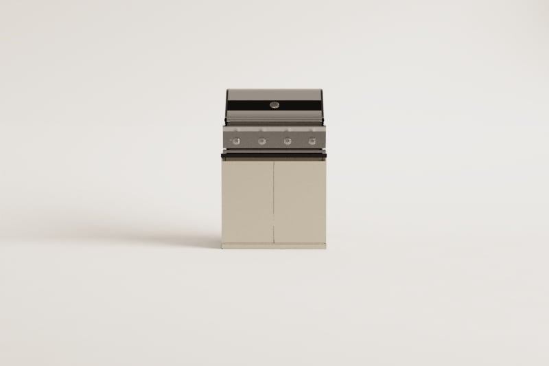 Modul mit Gasgrill und 4 Brennern für modulare Außenküche aus Rivana-Stahl