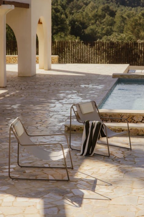 Pack aus 2 Stahl-Schaukeln mit Armlehnen und Kissen Lorvian