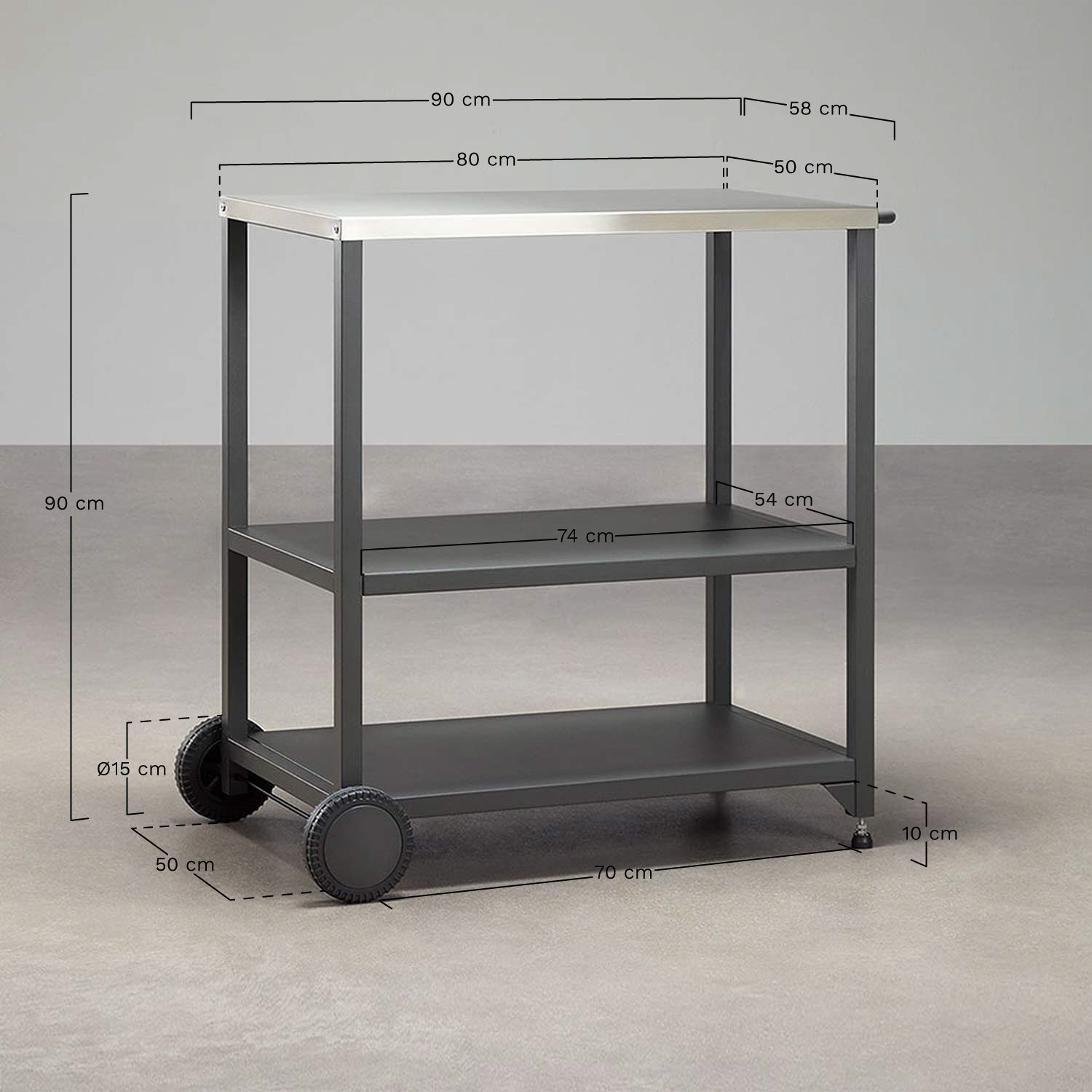 Modularer Außenküchenwagen aus Stahl Savona, MA&szlig;E