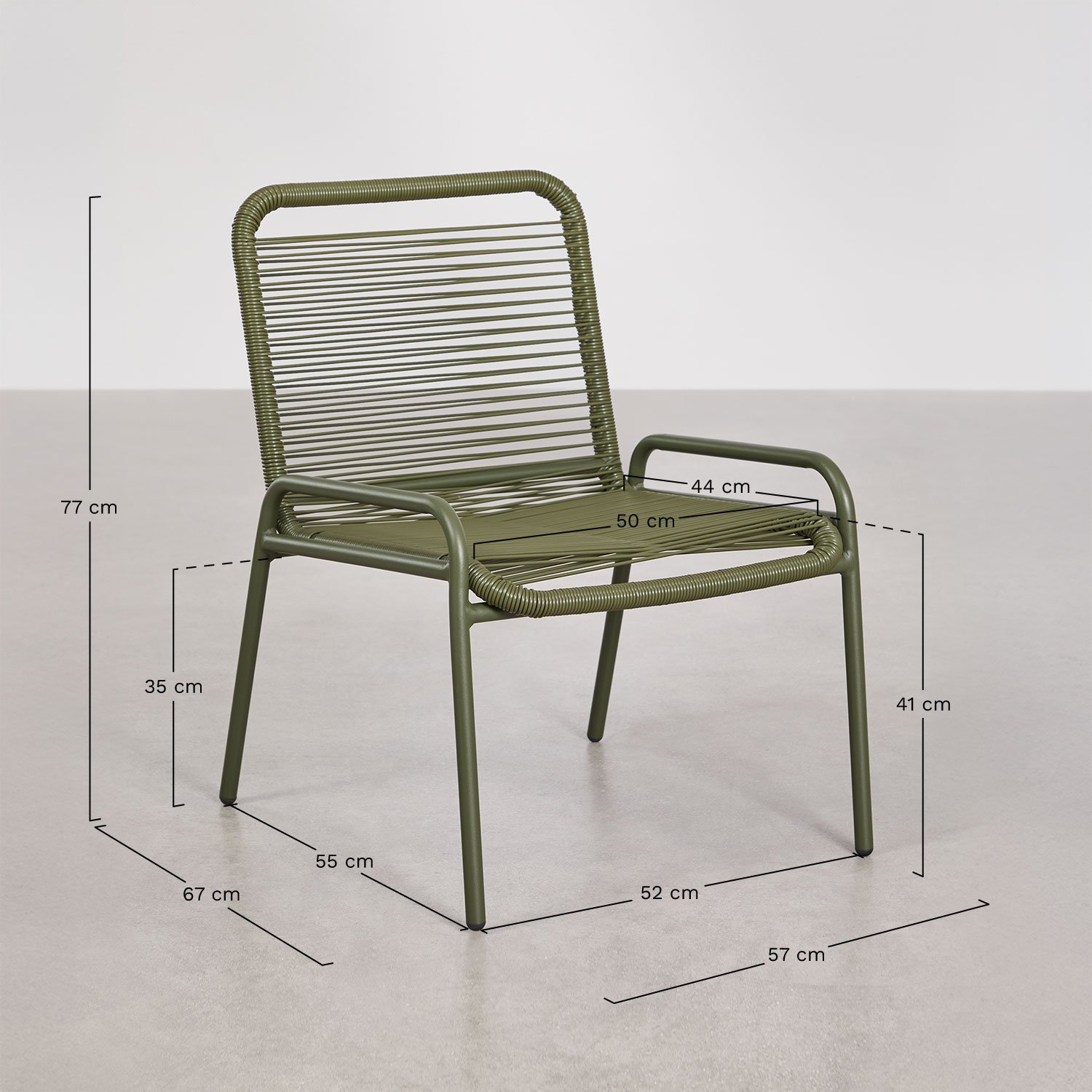 Kuorin Gartenstuhl aus Stahl und Rattan, MA&szlig;E