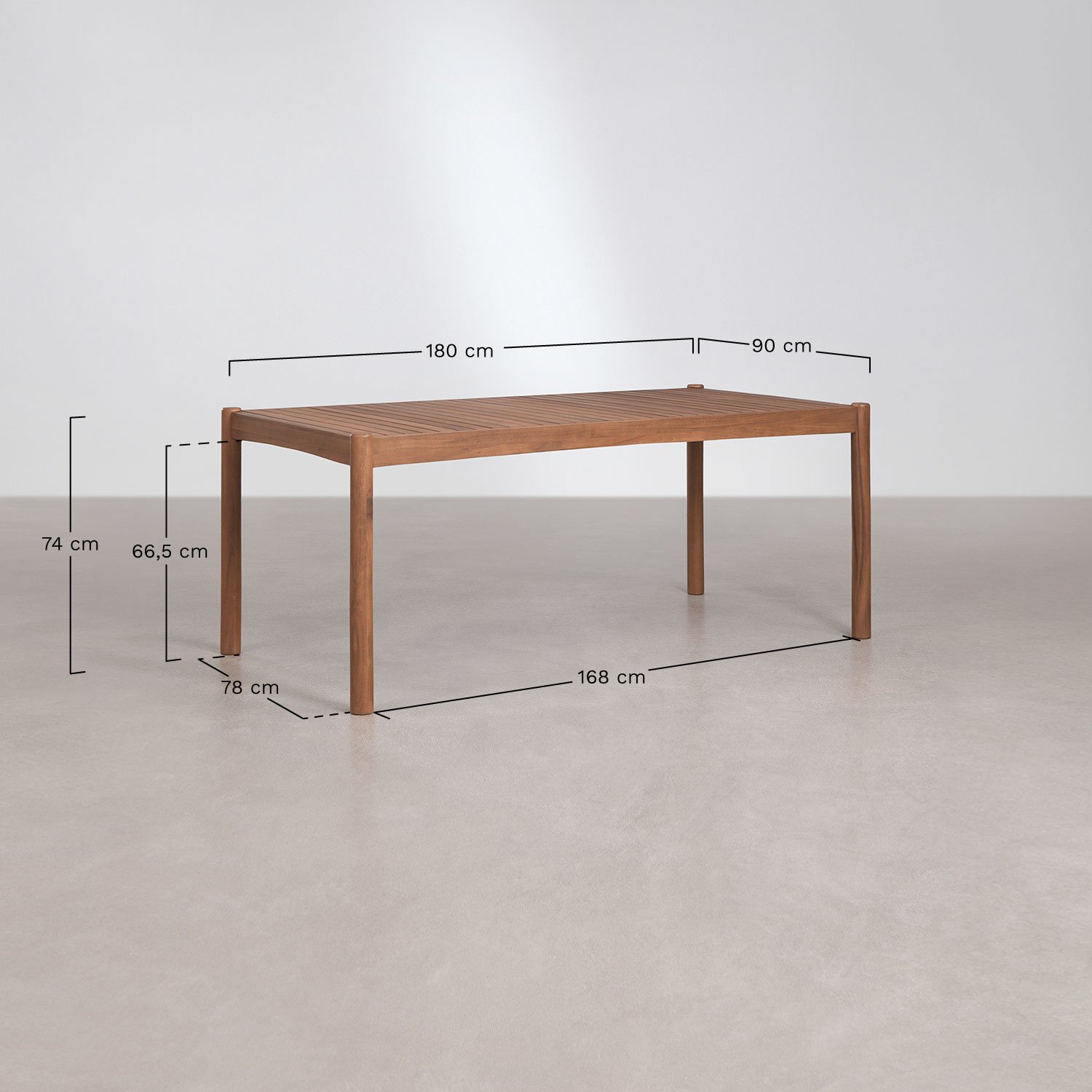 Rechteckiger Esstisch 180x90 cm und 2 Gartenbänke aus Akazienholz und geflochtener Schnur Karvia, MA&szlig;E