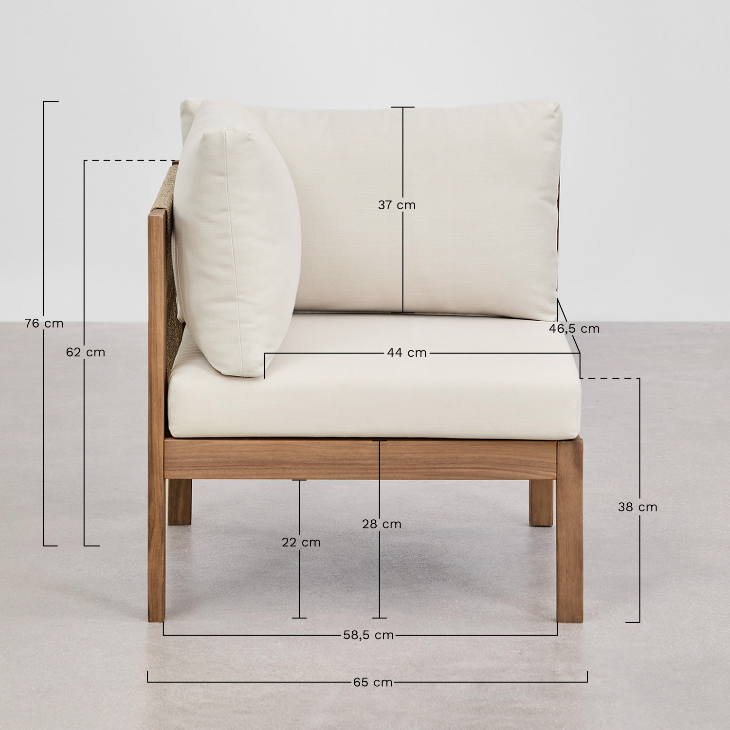 Eckmodul für modularen Gartensofa aus Akazienholz Branson, MA&szlig;E