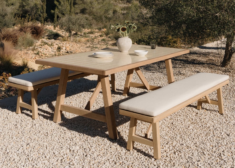 Rechteckiger Gartentisch aus Akazienholz Dubai