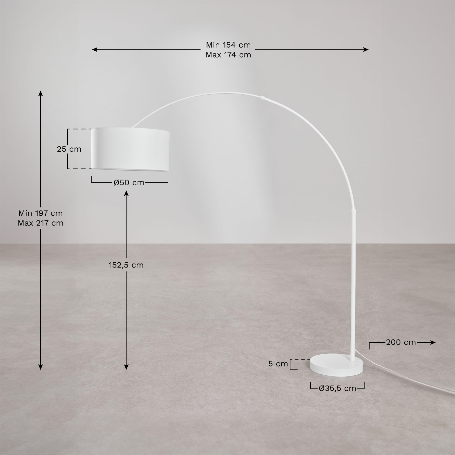 Stehlampe für den Außenbereich aus Leinen und Eisen Vonera, MA&szlig;E