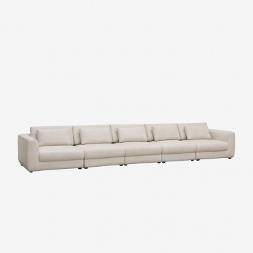 5-teiliges Modulares Sofa Mit Verstellbarer Kopfstütze Aus Chenille Cataline Chenille In Creme Beige - Sklum