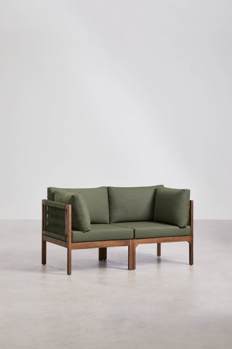 2-teiliges Modulares Sofa mit Armlehnen aus Akazienholz Branson - Tiefes Grün Olive 