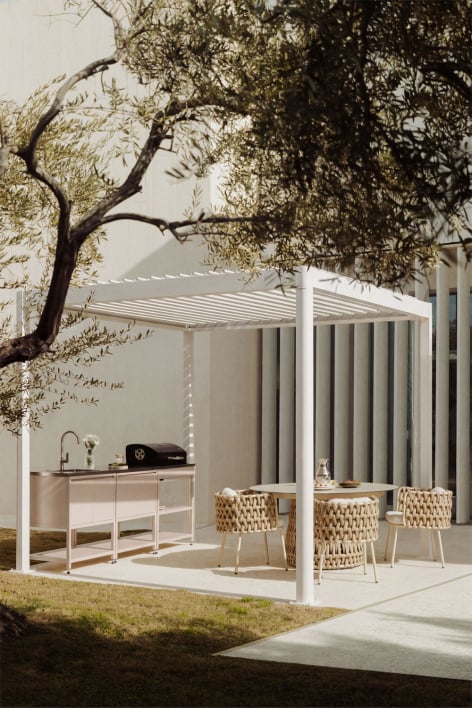 Bioklimatische Pergola 3 x 3 m Aluminium Lamellen Gardenienweiß Druvia