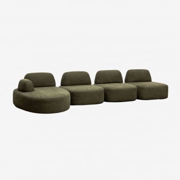 Modulares Ecksofa Mit Linker Chaiselongue, 4-teilig, Bezogen Mit Giorgia-stoff Stofffarbe Militärgrün - Sklum