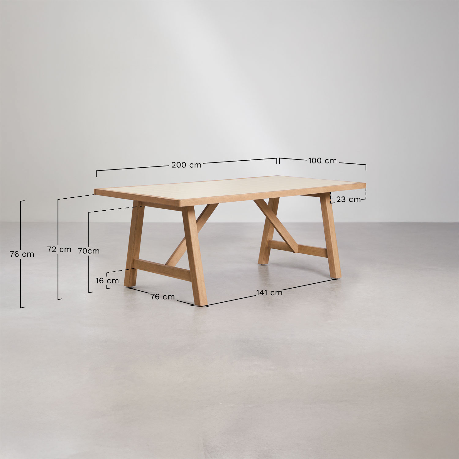 Set aus rechteckigem Tisch 200x100 cm und 8 Gartenstühlen aus Akazienholz Dubai, MA&szlig;E