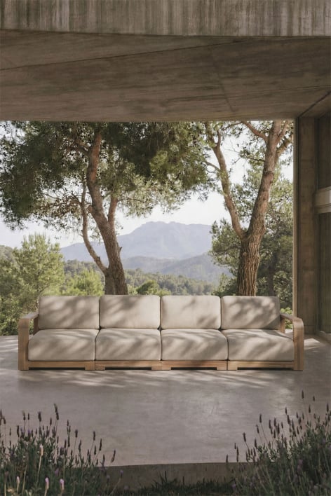 4-teiliges modulares Gartensofa mit Armlehnen aus Akazienholz Brivori