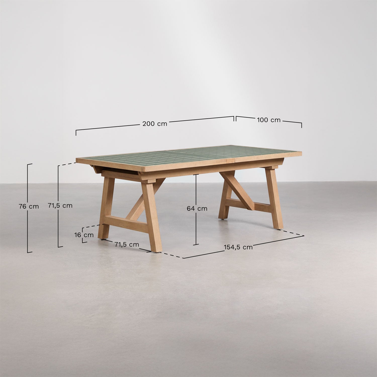 Rechteckiger Esstisch 200-260-320x100 cm ausziehbar aus Akazienholz Dubai, MA&szlig;E