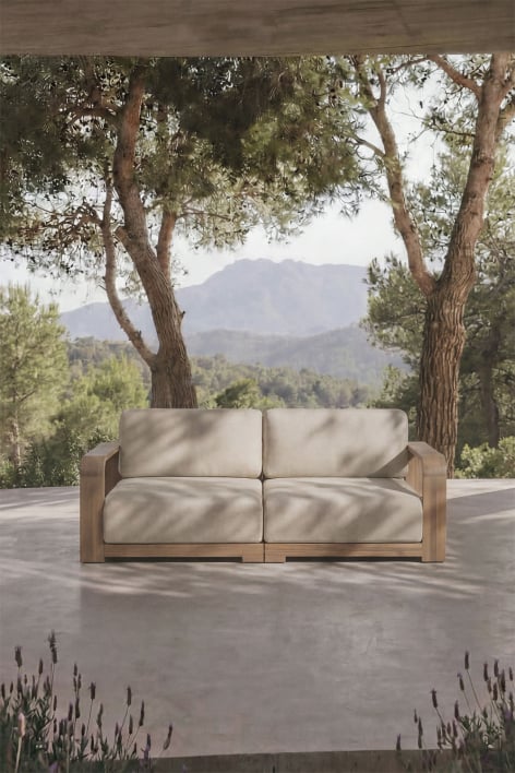 2-teiliges modulares Gartensofa mit Armlehnen aus Akazienholz Brivori