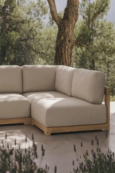 Zentrales Modul für modularen Garten-Sofa aus Akazienholz Brivori - Helles Akazienbraun