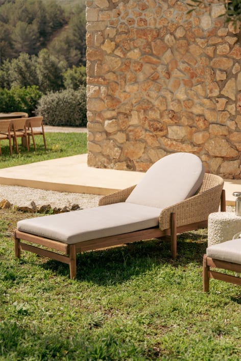 Liegestuhl aus Akazienholz und synthetischem Rattan Ribeira