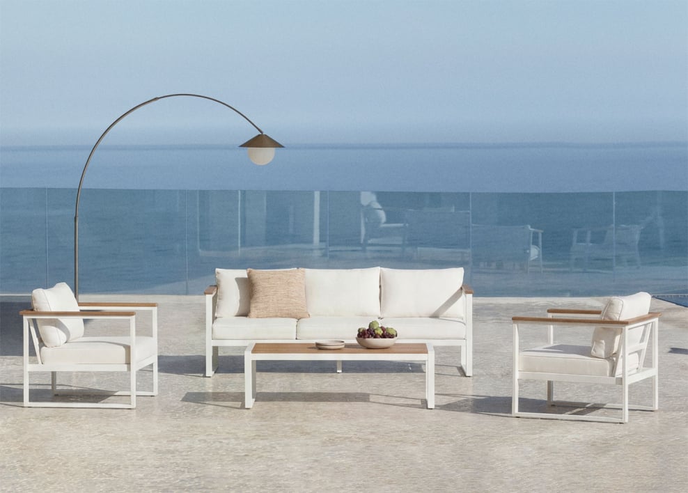 Gartenmöbel-Set mit 3-Sitzer-Sofa, 2 Sesseln und Aluminium-Couchtisch Lipov