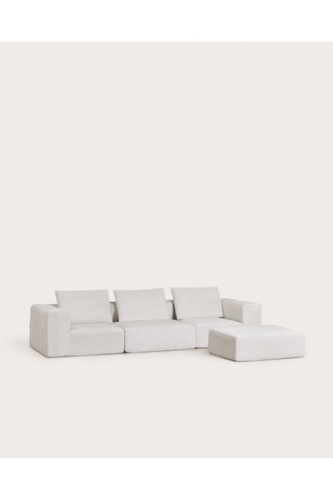 3-teiliges modulares Sofa und Pouf aus Chenille, vakuumverpackt Norridge