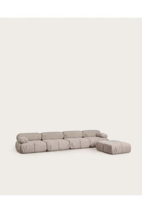 Kendall 4-teiliges modulares Sofa und Bouclé-Pouf, vakuumverpackt