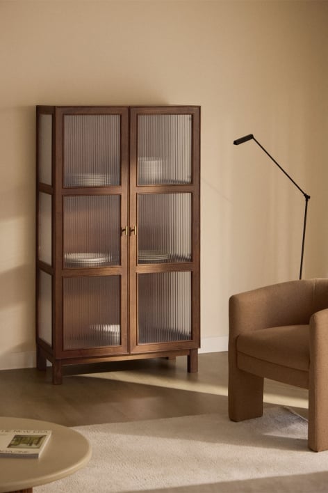 Vitrine aus Mangoholz und Glas Ildara