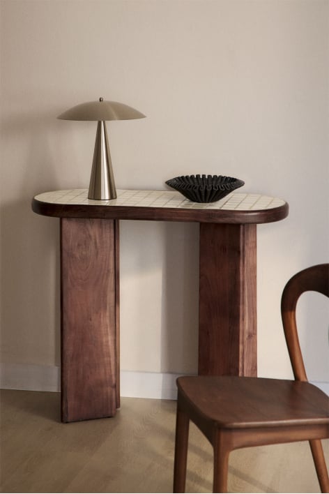 Empfangskonsole 100x40 cm aus Akazienholz und Aitana-Fliesen