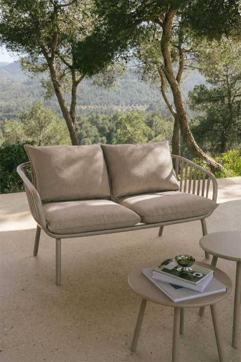 2-Sitzer Garten-Sofa aus Stahl und Polypropylen Aradina