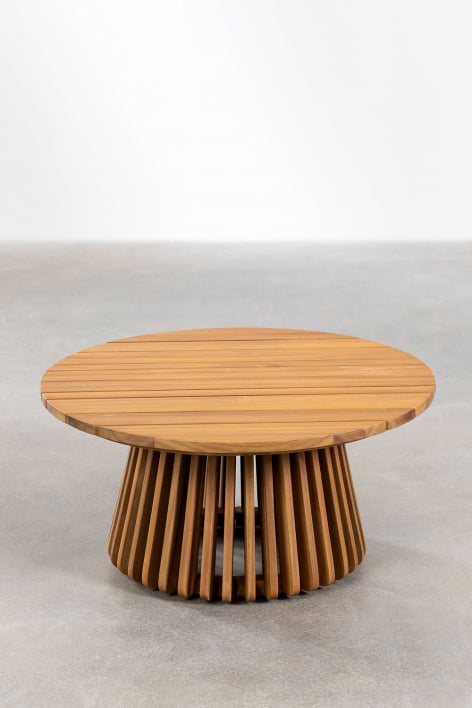 Runder Couchtisch Ø80 cm aus Akazienholz Mura - Rustikales Akazienbraun