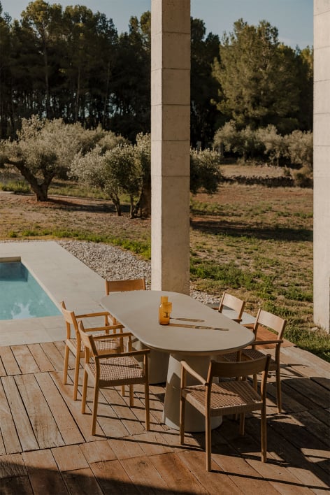 Ovaler Gartentisch 220x95 cm aus Zement Noemi