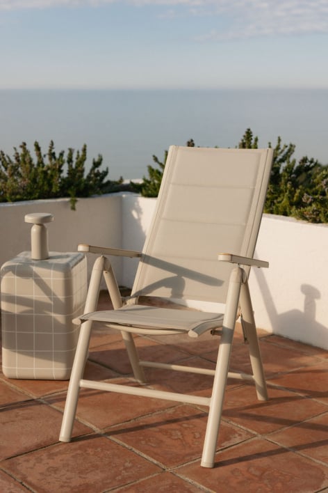 Klappbarer und verstellbarer Gartenstuhl mit Armlehnen aus Aluminium Elide