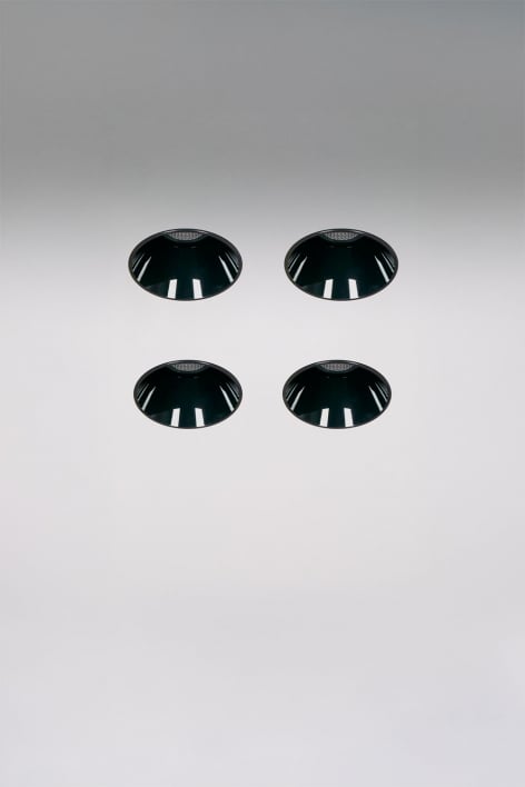 Pack mit 4 rahmenlosen, runden, eingelassenen LED-Downlights aus Aluminium Luisiana
