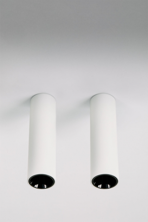 Packung mit 2 runden LED-Deckenaufbauleuchten Ø4 cm aus Aluminium Luisiana